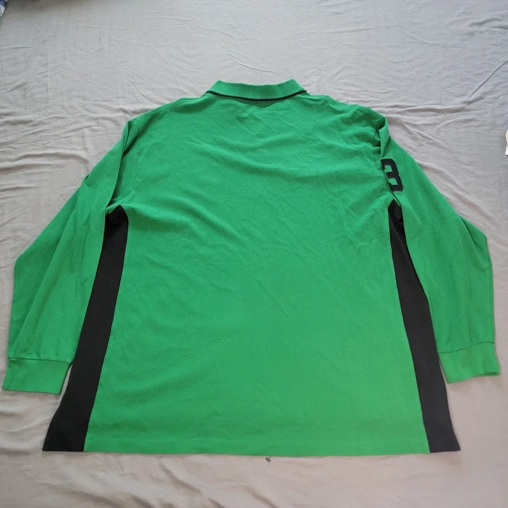 Polo Ralph Lauren Big Pony Shirt Men's Green Long Sleeve Number Patch Big & Tall